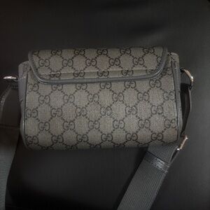 Gucci Black and Gray Monogram Shoulder Bag